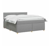 vidaXL Cama Box Spring con colchón Gris Claro 160 x 200 cm Tela, Cama Moderna con somier, cabecero Ajustable, colchón Firme, Mueble Ideal para Dormir Bien