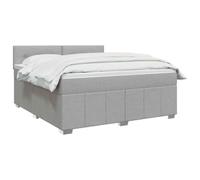 vidaXL Cama Box Spring con colchón Gris Claro 180 x 200 cm Tela, Cama Moderna con cabecera Ajustable, colchón de firmeza Media, sueño cómodo, Mueble Elegante para tu Dormitorio