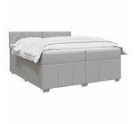 vidaXL Cama Box Spring con colchón Gris Claro 200 x 200 cm Tela, Cama Moderna con cabecera Ajustable, colchón de firmeza Media, sueño cómodo, Mueble Elegante para tu Dormitorio