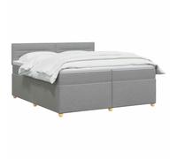 vidaXL Cama Box Spring con colchón Gris Claro 200 x 200 cm Tela, Cama Moderna con somier, cabecero Ajustable, colchón Firme, Mueble Ideal para Dormir Bien