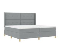 vidaXL Cama con somier y colchón Gris Claro de 200 x 200 cm. Tamaño Queen, Muebles Modernos, diseño cómodo y Estructura de Madera Resistente. Ideal para un Buen Descanso. Incluye un Juego de accesori