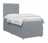 vidaXL Cama Box Spring con colchón Gris Claro 80 x 200 cm Tela, Dormitorio Moderno, Cama tapizada, cabecera Ajustable, colchón de resortes, Base de Listones cómoda