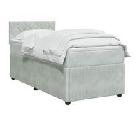 vidaXL Cama Box Spring con colchón Gris Claro 80 x 200 cm Terciopelo, Cama de Box Spring Moderna, cabecera Ajustable cómoda, tapizada en Terciopelo, Mueble Elegante Que Ahorra Espacio