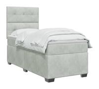 vidaXL Cama Box Spring con colchón Gris Claro 80 x 200 cm Terciopelo, Cama Moderna para Dormitorio, Terciopelo, cabecera Ajustable, colchón Firme, sueño reparador, Ideas de Muebles