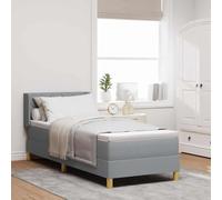 vidaXL Cama Box Spring con colchón Gris Claro, 80 x 200 cm. Tiene Tela, cabecero Ajustable, Funda removible, diseño Moderno, Espuma de Alta Densidad, patrón geométrico y Estructura Robusta