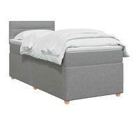 vidaXL Cama Box Spring con colchón Gris Claro 90 x 190 cm Tela, Cama Moderna con somier, cabecero Ajustable, colchón Firme, Mueble Ideal para Dormir Bien