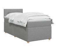 vidaXL Cama Box Spring con colchón Gris Claro 90 x 190 cm Tela, Configura tu Dormitorio Moderno, Cama cómoda con cabecero Ajustable, Topper de Espuma y un diseño Funcional