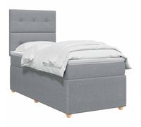 vidaXL Cama Box Spring con colchón Gris Claro 90 x 190 cm Tela, Dormitorio Moderno, Cama tapizada, cabecera Ajustable, colchón de resortes, Base de Listones cómoda