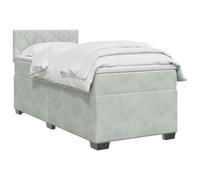 vidaXL Cama Box Spring con colchón Gris Claro 90 x 190 cm Terciopelo, Dormitorio Moderno, Cama Ajustable, cabecero de Terciopelo, Juego de colchón Firme