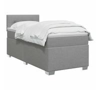 vidaXL Cama Box Spring con colchón Gris Claro 90 x 190cm Tela, Dormitorio Moderno, Cama cómoda, colchón de muelles, Marco Elegante, cabecera Ajustable, Material ecológico
