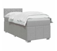 vidaXL Cama Box Spring con colchón Gris Claro 90 x 200 cm Tela, Cama Moderna con cabecera Ajustable, colchón de firmeza Media, sueño cómodo, Mueble Elegante para tu Dormitorio