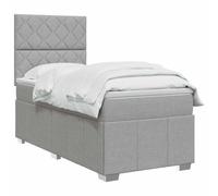 vidaXL Cama Box Spring con colchón Gris Claro 90 x 200 cm Tela