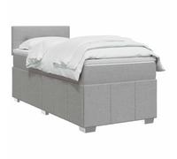 vidaXL Cama Box Spring con colchón Gris Claro 90 x 200 cm Tela, Cama Moderna con cabecera Ajustable, colchón de firmeza Media, sueño cómodo, Mueble Elegante para tu Dormitorio