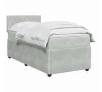 vidaXL Cama Box Spring con colchón Gris Claro 90 x 200 cm Terciopelo