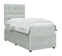 vidaXL Cama Box Spring con colchón Gris Claro 90 x 200 cm Terciopelo, Cama Moderna, Base de resortes, Ajustable con colchón, Marco de diseño, Descanso cómodo en casa