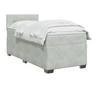 vidaXL Cama Box Spring con colchón Gris Claro 90 x 200 cm Terciopelo, Dormitorio Moderno, Cama Ajustable, cabecero de Terciopelo, Juego de colchón Firme