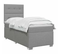 vidaXL Cama Box Spring con colchón Gris Claro Individual Tela,
