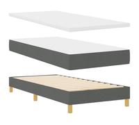 vidaXL Cama Box Spring con colchón Gris Oscuro 100 x 200 cm, cabecera Ajustable, Funda removible, diseño Moderno, Estructura de Espuma densa, Muebles para el Dormitorio, Superficie para Dormir, sueño