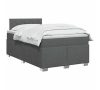 vidaXL Cama Box Spring con colchón Gris Oscuro 120 x 190 cm Tela, Cama Moderna con Base, cabecera Ajustable, Soporte cómodo, Espacio de sueño y Decoraciones geniales