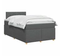 vidaXL Cama Box Spring con colchón Gris Oscuro 120 x 190 cm Tela, Cama Moderna con somier, cabecero Ajustable, colchón Firme, Mueble Ideal para Dormir Bien