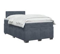 vidaXL Cama Box Spring con colchón Gris Oscuro 120 x 190 cm Terciopelo, Dormitorio Moderno, Cama Ajustable, cabecero de Terciopelo, Juego de colchón Firme