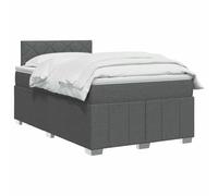 vidaXL Cama Box Spring con colchón Gris Oscuro 120 x 200 cm Tela, Cama Moderna con cabecera Ajustable, colchón de firmeza Media, sueño cómodo, Mueble Elegante para tu Dormitorio