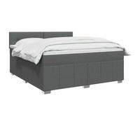 vidaXL Cama Box Spring con colchón Gris Oscuro 140 x 190 cm Tela, Cama Moderna con cabecera Ajustable, colchón de firmeza Media, sueño cómodo, Mueble Elegante para tu Dormitorio