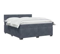 vidaXL Cama Box Spring con colchón Gris Oscuro 140 x 190 cm Terciopelo