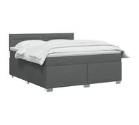 vidaXL Cama Box Spring con colchón Gris Oscuro 140 x 200 cm Tela, Cama Moderna con Base, cabecera Ajustable, Soporte cómodo, Espacio de sueño y Decoraciones geniales