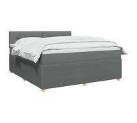 vidaXL Cama Box Spring con colchón Gris Oscuro 140 x 200 cm Tela, Cama Moderna con Resorte, cabecero Ajustable, Marco Acolchado, solución de colchón Firme y cómodo