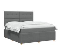 vidaXL Cama Box Spring con colchón Gris Oscuro 140 x 200 cm Tela, Dormitorio Moderno, Cama tapizada, cabecera Ajustable, colchón de resortes, Base de Listones cómoda
