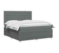 vidaXL Cama Box Spring con colchón Gris Oscuro 140 x 200 cm Tela, Dormitorio Moderno, Cama tapizada, cabecera Ajustable, colchón de resortes, Base de Listones cómoda