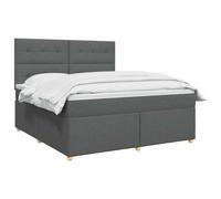vidaXL Cama Box Spring con colchón Gris Oscuro 140 x 200 cm Tela, Muebles Modernos para el Dormitorio, Cama Ajustable, colchón cómodo, solución de sueño Elegante