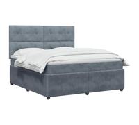 vidaXL Cama Box Spring con colchón Gris Oscuro 140 x 200 cm Terciopelo, Cama Moderna, Base de resortes, Ajustable con colchón, Marco de diseño, Descanso cómodo en casa
