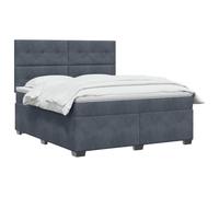 vidaXL Cama Box Spring con colchón Gris Oscuro 140 x 200 cm Terciopelo, Cama Moderna para Dormitorio, Terciopelo, cabecera Ajustable, colchón Firme, sueño reparador, Ideas de Muebles