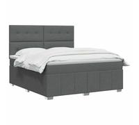 vidaXL Cama Box Spring con colchón Gris Oscuro 160 x 200 cm Tela, Cama con somier, Moderna y Ajustable, Espuma cómoda, solución de sueño Genial, Montaje de colchón Aislante