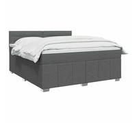 vidaXL Cama Box Spring con colchón Gris Oscuro 160 x 200 cm Tela, Cama Moderna con cabecera Ajustable, colchón de firmeza Media, sueño cómodo, Mueble Elegante para tu Dormitorio