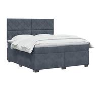 vidaXL Cama Box Spring con colchón Gris Oscuro 160 x 200 cm Terciopelo