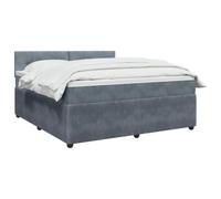 vidaXL Cama Box Spring con colchón Gris Oscuro 160 x 200 cm Terciopelo, Cama de Box Spring Moderna, cabecera Ajustable cómoda, tapizada en Terciopelo, Mueble Elegante Que Ahorra Espacio