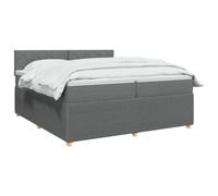 vidaXL Cama Box Spring con colchón Gris Oscuro 200 x 200 cm Tela