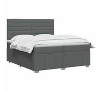 vidaXL Cama Box Spring con colchón Gris Oscuro 200 x 200 cm Tela, Cama con somier, Moderna y Ajustable, Espuma cómoda, solución de sueño Genial, Montaje de colchón Aislante