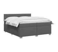 vidaXL Cama Box Spring con colchón Gris Oscuro 200 x 200 cm Tela, Cama Moderna con Base, cabecera Ajustable, Soporte cómodo, Espacio de sueño y Decoraciones geniales