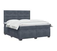 vidaXL Cama Box Spring con colchón Gris Oscuro 200 x 200 cm Terciopelo, Cama Moderna para Dormitorio, Terciopelo, cabecera Ajustable, colchón Firme, sueño reparador, Ideas de Muebles