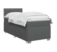 vidaXL Cama Box Spring con colchón Gris Oscuro 80 x 200 cm Tela, Cama Moderna con Base, cabecera Ajustable, Soporte cómodo, Espacio de sueño y Decoraciones geniales