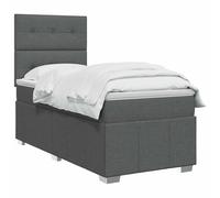 vidaXL Cama Box Spring con colchón Gris Oscuro 80 x 200 cm Tela, Cama con somier, Moderna y Ajustable, Espuma cómoda, solución de sueño Genial, Montaje de colchón Aislante