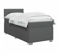 vidaXL Cama Box Spring con colchón Gris Oscuro 80 x 200 cm Tela, Cama Moderna con Base, cabecera Ajustable, Soporte cómodo, Espacio de sueño y Decoraciones geniales