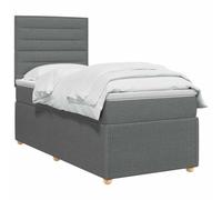vidaXL Cama Box Spring con colchón Gris Oscuro 80 x 200 cm Tela, Dormitorio Moderno, Cama tapizada, cabecera Ajustable, colchón de resortes, Base de Listones cómoda