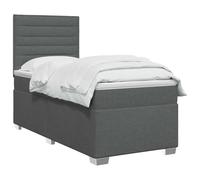 vidaXL Cama Box Spring con colchón Gris Oscuro 80 x 200 cm Tela, Muebles de Dormitorio, Cama Moderna, somier, Marco Ajustable, Comodidad al Dormir, Estilo para casa