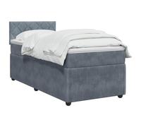 vidaXL Cama Box Spring con colchón Gris Oscuro 90 x 190 cm Terciopelo, Cama de Box Spring Moderna, cabecera Ajustable cómoda, tapizada en Terciopelo, Mueble Elegante Que Ahorra Espacio