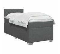 vidaXL Cama Box Spring con colchón Gris Oscuro 90 x 190cm Tela, Dormitorio Moderno, Cama cómoda, colchón de muelles, Marco Elegante, cabecera Ajustable, Material ecológico